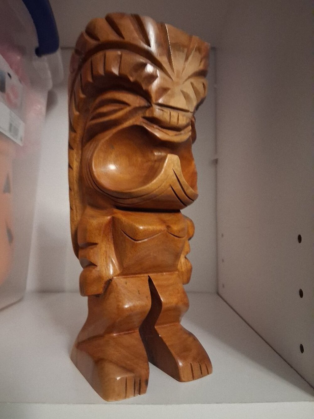 Vintage Hand Carved Wood Tiki Statue Figurine Mid Century Modern Tropical Decor